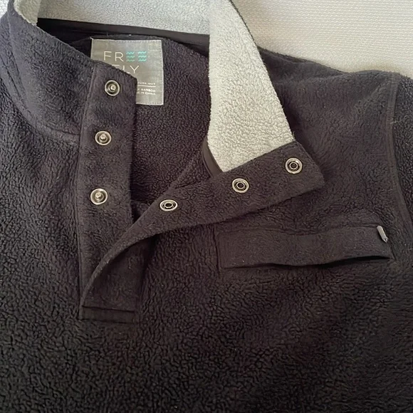 Free Fly Men’s Bamboo Polar Black Snap T Long Sleeve Fleece Pullover Size Large - Picture 3 of 10